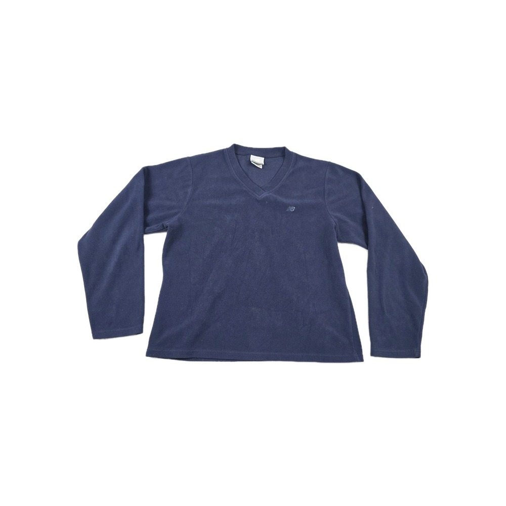 New Balance Men's Size Medium Navy Blue Fleece Pullover Sweater V Neck‎